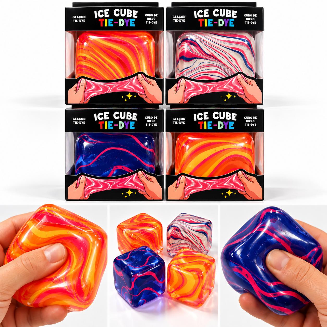 Squishy 2.2" Cube Sensory Toy Tie-Dye - Gallery 6