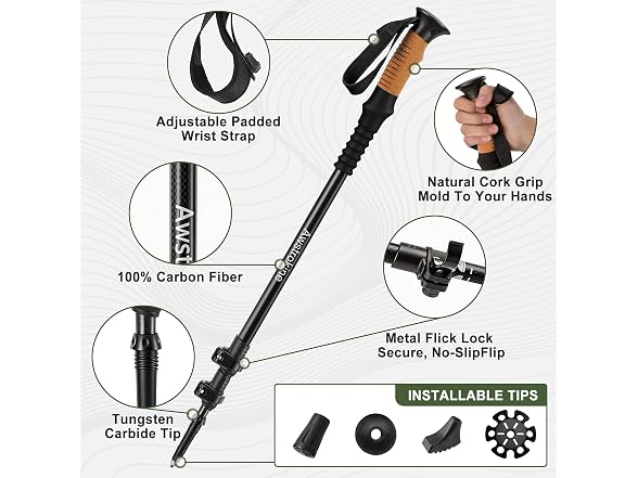 Awstrokine Carbon Fiber Trekking Poles