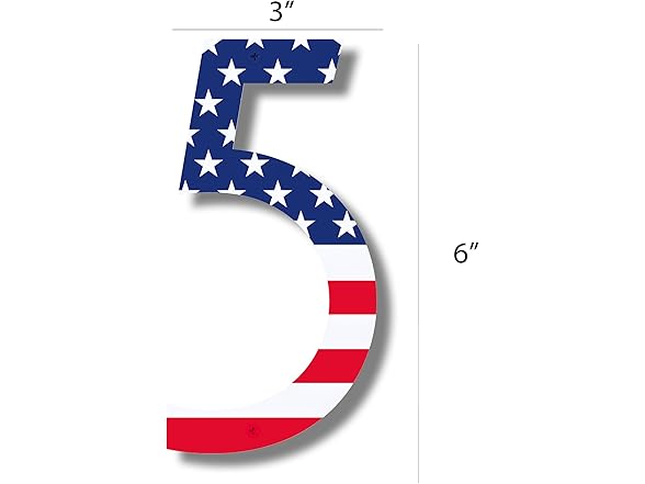Metal House Numbers with American Flag