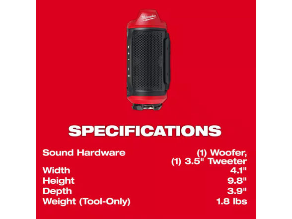 Milwaukee 2955-20 M12 12V Bluetooth Speaker