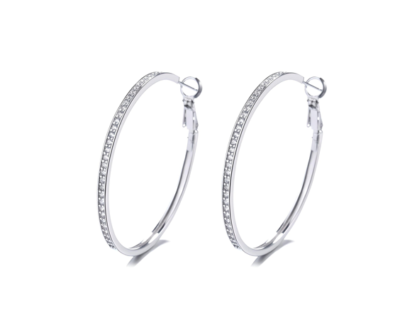 14K White Gold Large Hoop Earrings