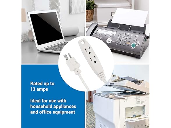 Clear Power 6ft 3 Outlet HD Flat Plug Ext Cord 14/3
