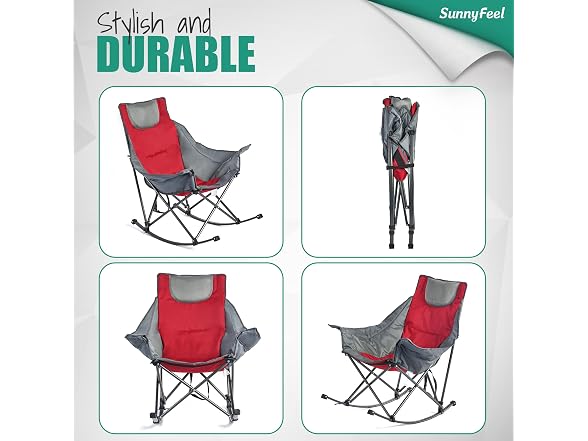 SUNNYFEEL Red 2pk Rocking Camping Chair
