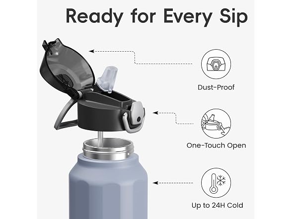Konokyo FLOWPLAY 32oz Push-Button Bottle, Light Purple