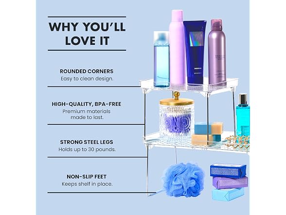 madesmart Stacking Shelf, Blue