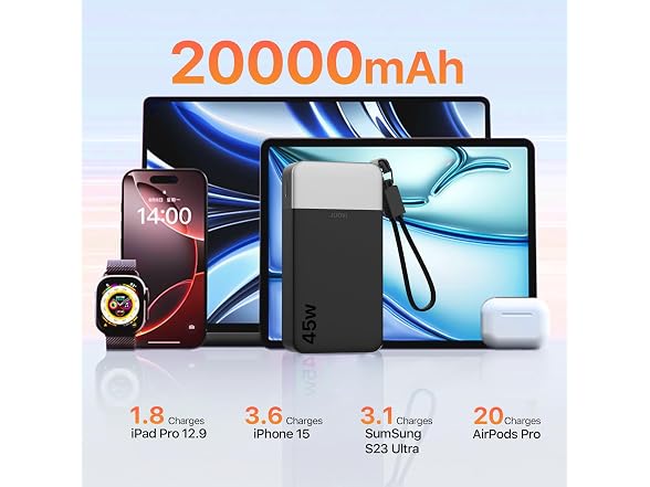 JUOVI 45W 20000mAh Power Bank Cable