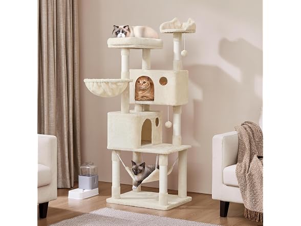 Yaheetech 64.5in Cat Tree for Large Cats, Beige