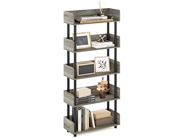 $29.99 Furinno 5-Tier Display Oak/Black dealfomo