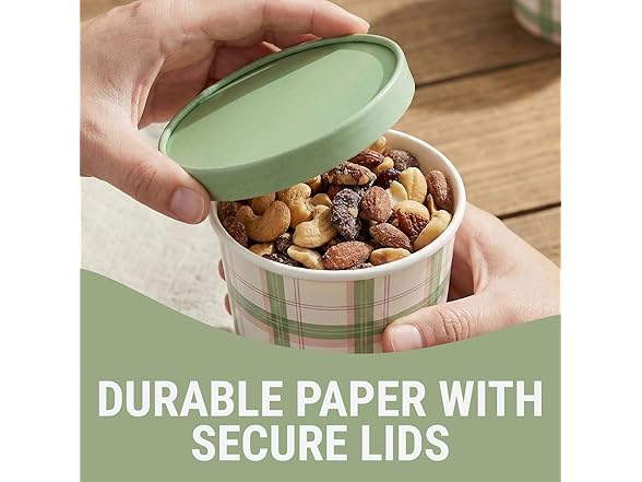 Fun Express 4" x 3" Pink & Sage Plaid Paper Bowls