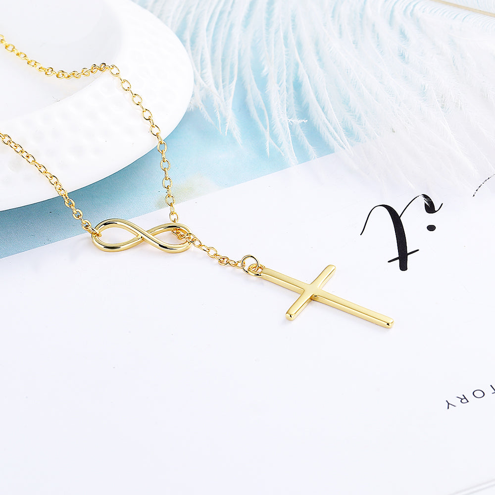 Lariat Infinity Cross Pendant Necklace - Gallery 6