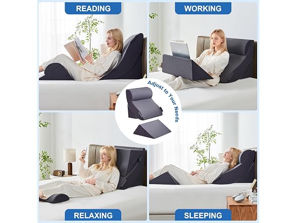 Paxato 4PCS Bed Wedge Pillow Set