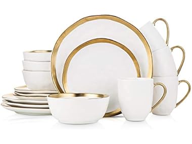 $47.99, Was $124.99, 61% Off! Stone Lain Modern Poreclain 16 Piece Dinnerware Set dealfomo