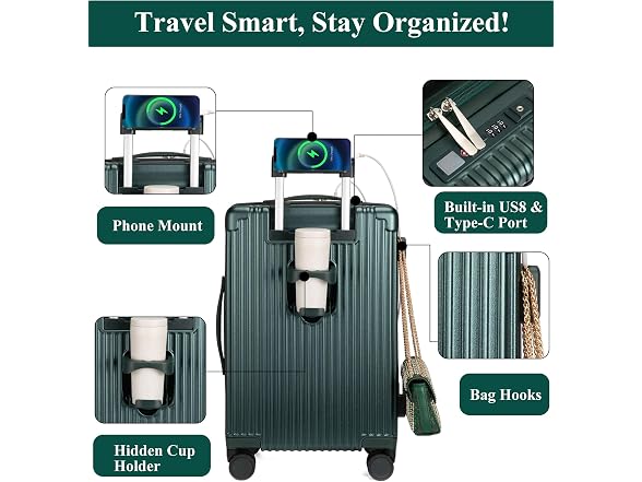 feilario Hardside Carry-On, USB Port
