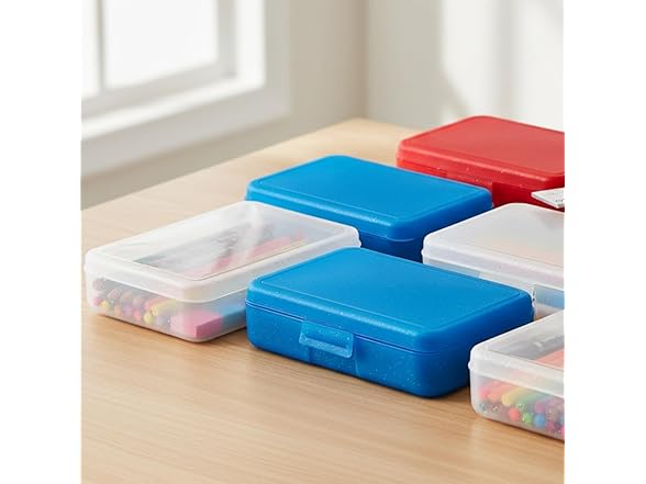 Fun Express 8 1/4" x 5" Frosted Plastic Pencil Boxes- 6Pc