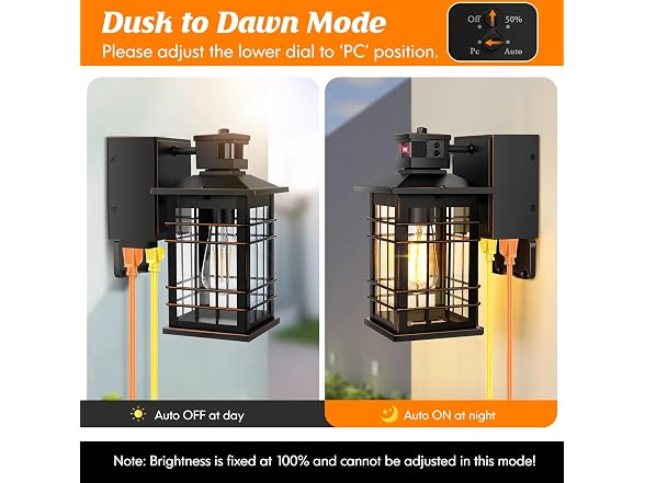 Porch Lights with GFCI Outlet, 2-Pack Motion Sensor