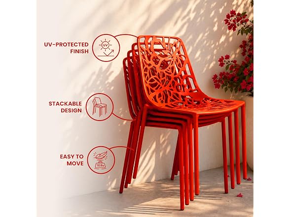 LeisureMod Devon Patio Dining Chair, Set of 4