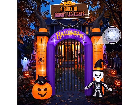 12.5FT Halloween Inflatable Arch Skull - Gallery 6
