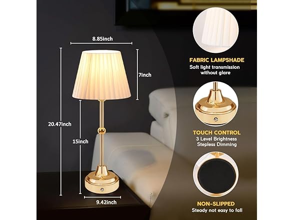 Leroxo Cordless Metal Table Lamp
