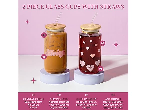 Paris Hilton Glass Tumblers Set with Iconic Decal