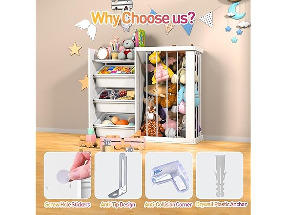 Wooden Kids Toy Storage Organizer,3-Tier Kids' Toy Storage O (Open Box)