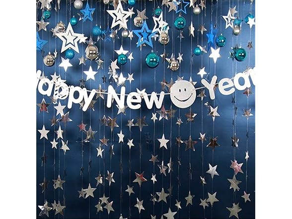 Silver Star Garland Banner Decorations