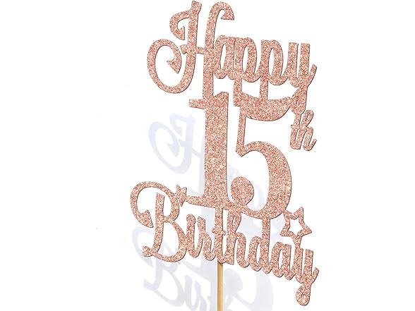 Bytorjar Happy 15th Birthday Cake Topper