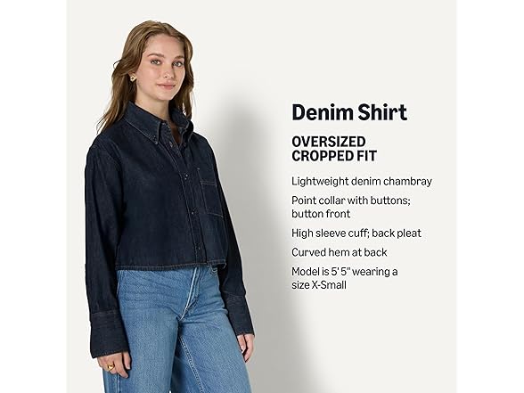 Amazon Essentials Womens Cropped Denim ButtonDown Shirt