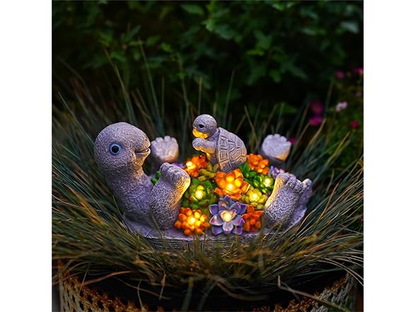 Pohabery Solar Turtle Figurines Garden Decor