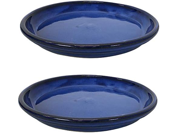 2PK Sunnydaze Decor AP-220 Ceramic Saucers 12" Blue