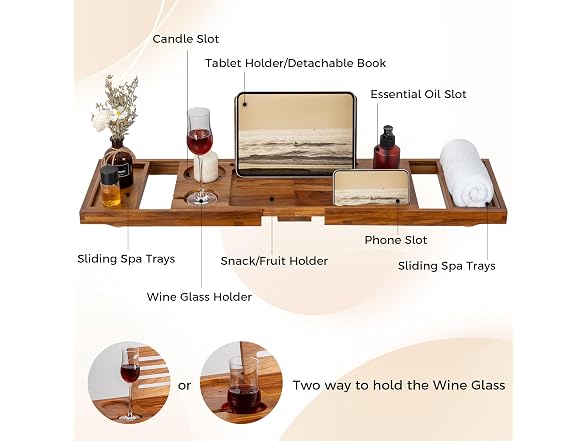 Fun Memories Teak Bathtub Tray - Luxury Bath Tray