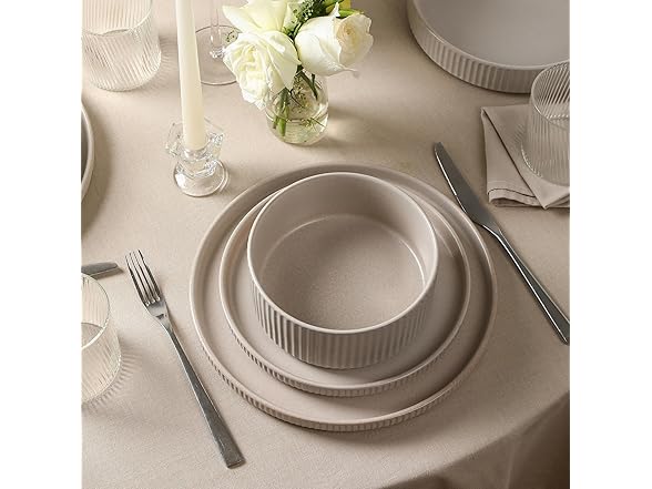 Stone Lain Haven  Stoneware 4 Piece Dinner Plates Sets Beige