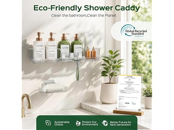 HAMITOR 2 Piece Adhesive Shower Caddy