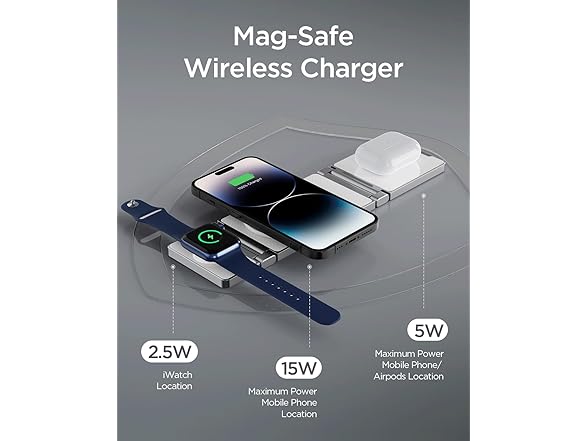 3-in-1 Foldable Magsafe Wireless Charger Stand for Apple