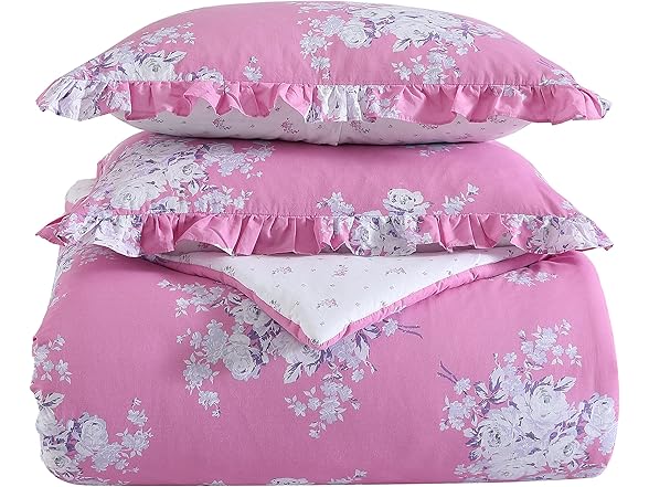 Shabby Chic Queen 3Pc Pink Comforter Set