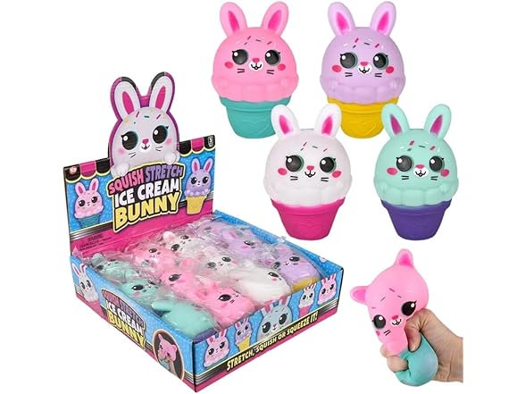 Assorted Color Squish & Stretch Easter Ice Cream Bunny