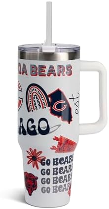 The Memory Company Official Licensed 40oz Team Spirit Stainless Steel Tumbler - Vacuum-Insulated Double-Wall Travel Cup With Handle and Straw Lid