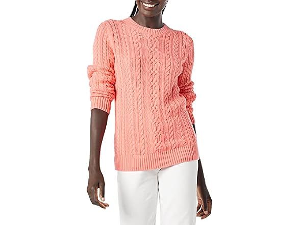 Amazon Essentials Women Soft Cotton Cable Sweater