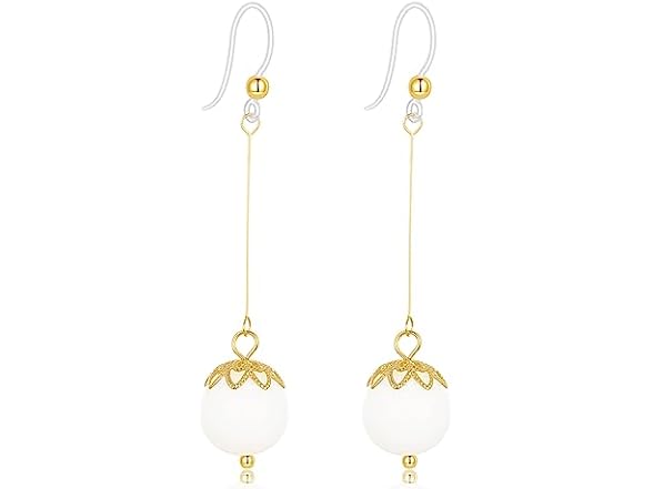 KMEOSCH Drop Ball Earrings White