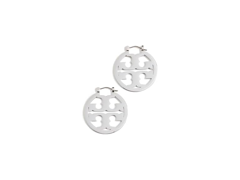 Tory Burch Small Miller Silver Hoop Earrings 