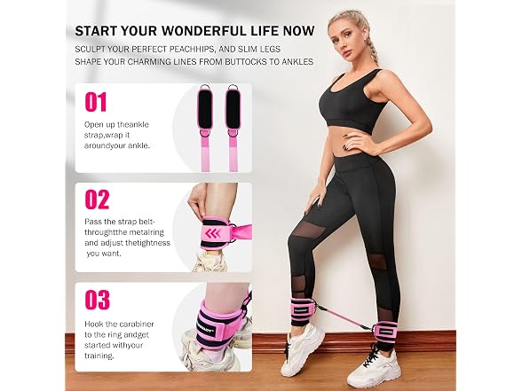 KICOSOADT Ankle Resistance Bands w/Cuffs