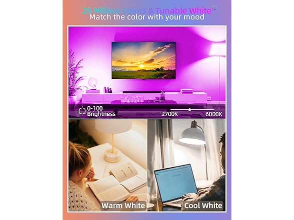 WiFi Smart LED Light Bulb - Color Changing, 4 Pack