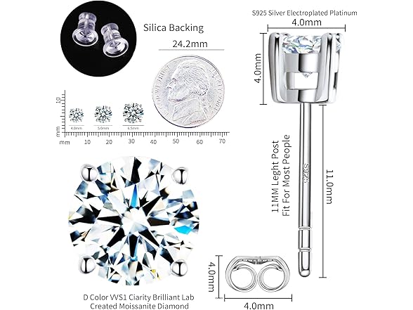 Moissanite Diamond Stud Earrings