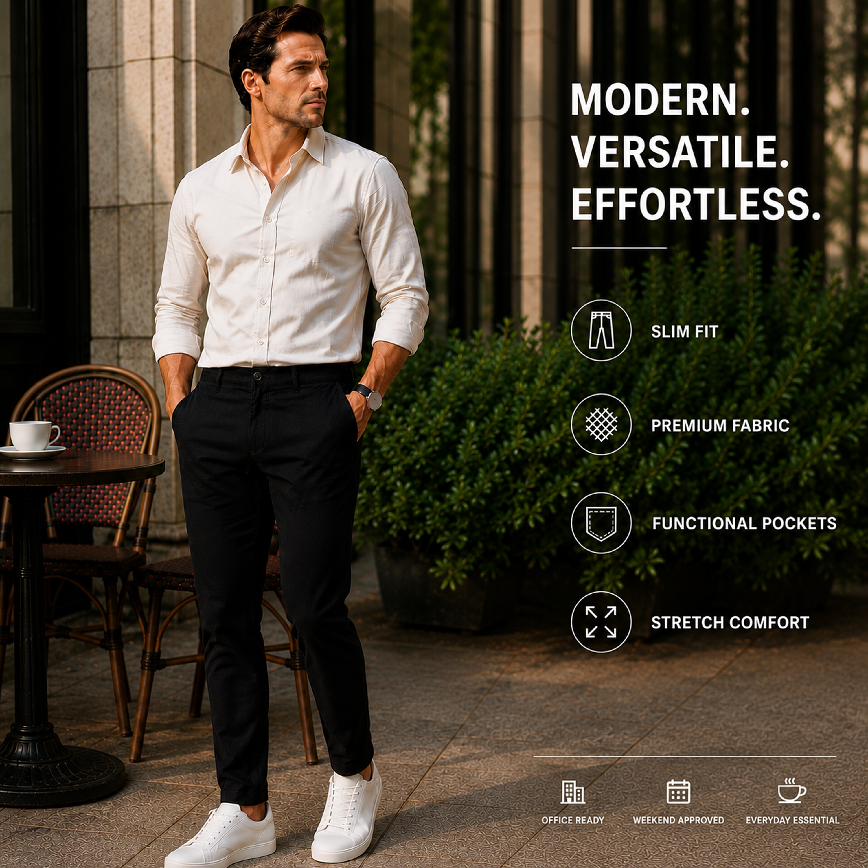 Mens Super Stretch Knit Chino Pants - Gallery 19