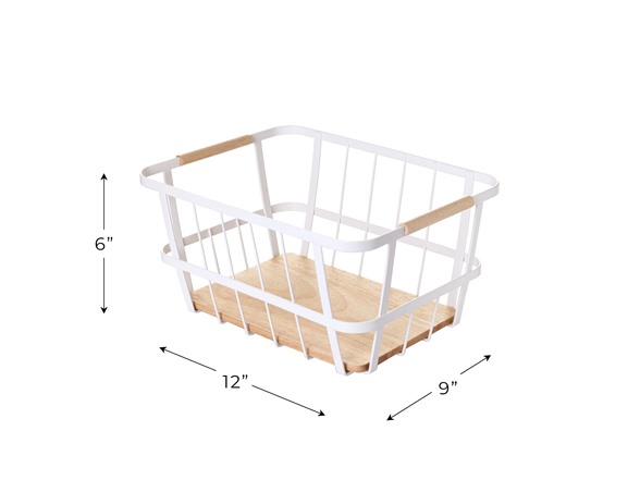 Smart Design Wire Basket w/Wood Accents