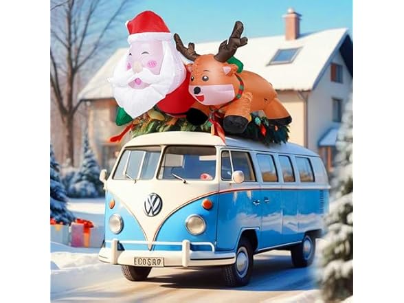 Zone Tech CR0005 6Ft Inflatable Santa and Reindeer