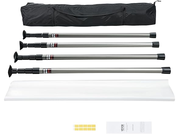 Dust Barrier Poles, Carry Bag, 10 Ft Poles with
