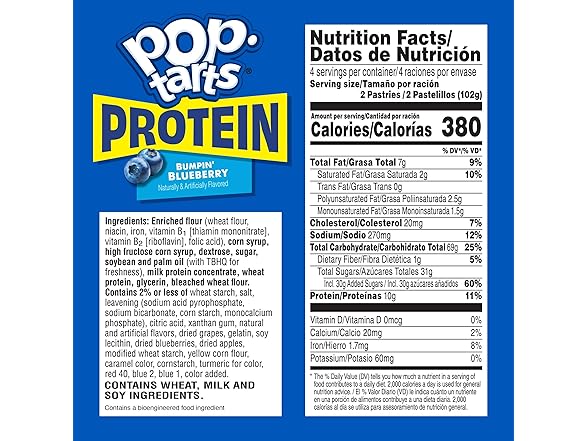 8CT Pop-Tarts Protein Toaster Pastries, Blueberry