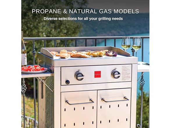 Fuego F27S-Griddle-NG 304SS Griddle Free Standing Gas Grill