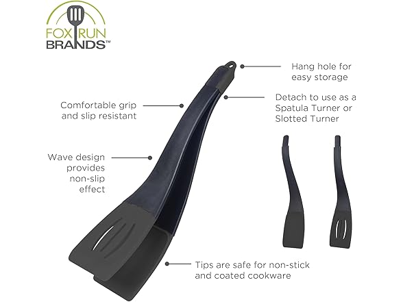 Fox Run 3-In-1 Black Nylon Spatula