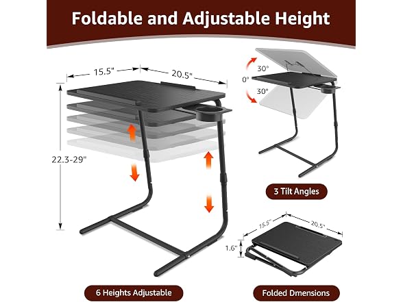 NUTIKAS Folding TV Trays 2-Pk - Black